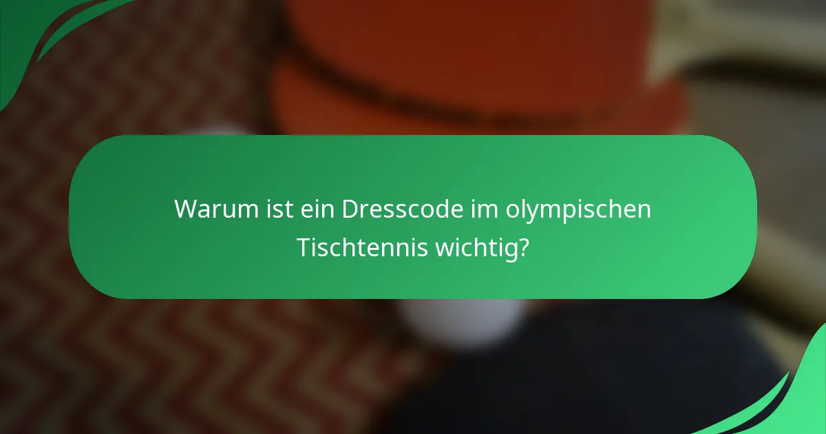 Warum ist ein Dresscode im olympischen Tischtennis wichtig?