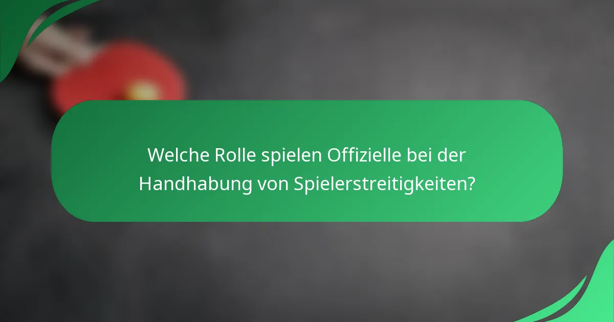 Welche Rolle spielen Offizielle bei der Handhabung von Spielerstreitigkeiten?
